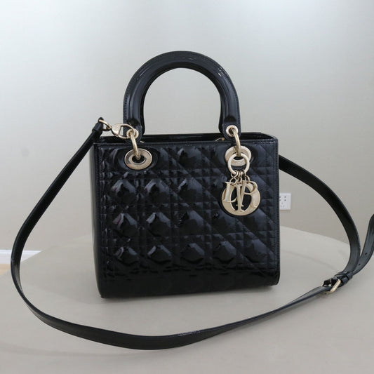 Dior - Lady Dior - Patent leather - Black - (medium)