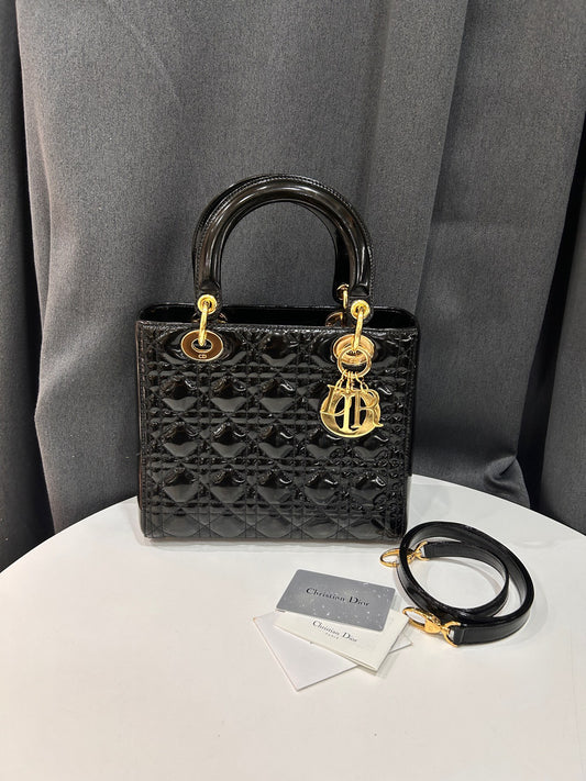 Dior - Lady Dior - Patent leather - Black - (medium)