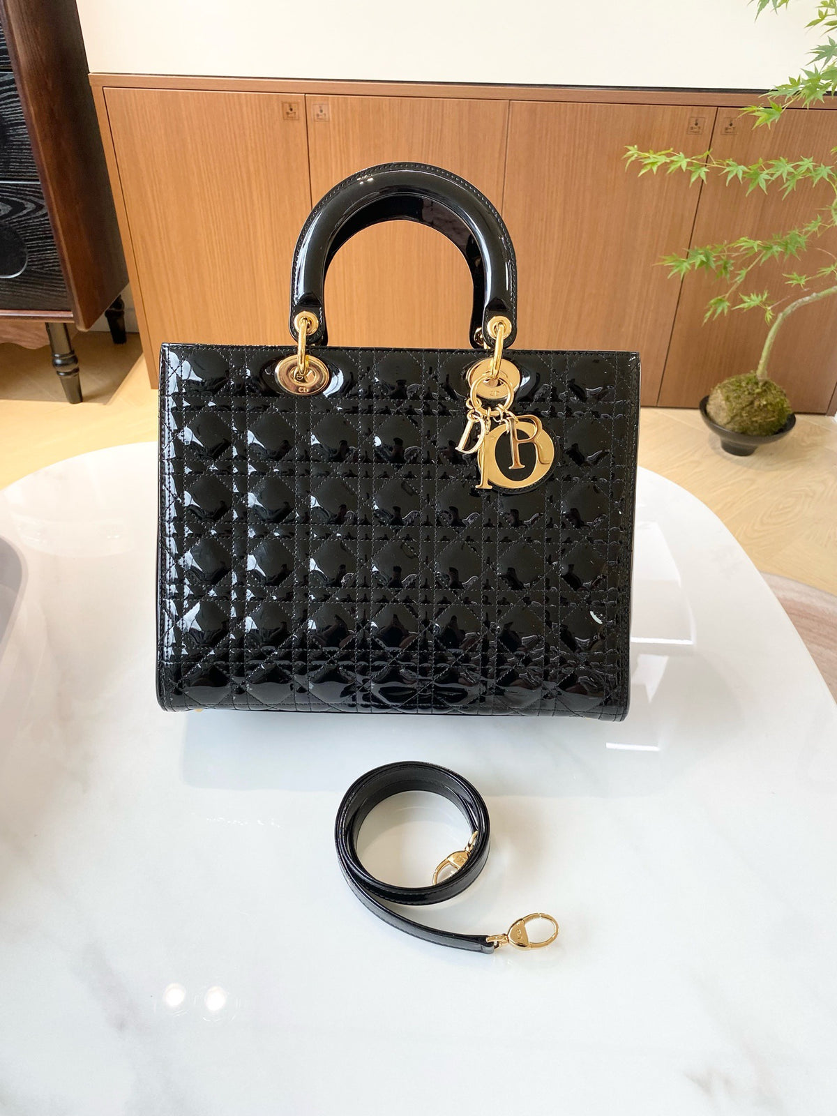 Dior - Lady Dior - Patent leather - Black - (medium)