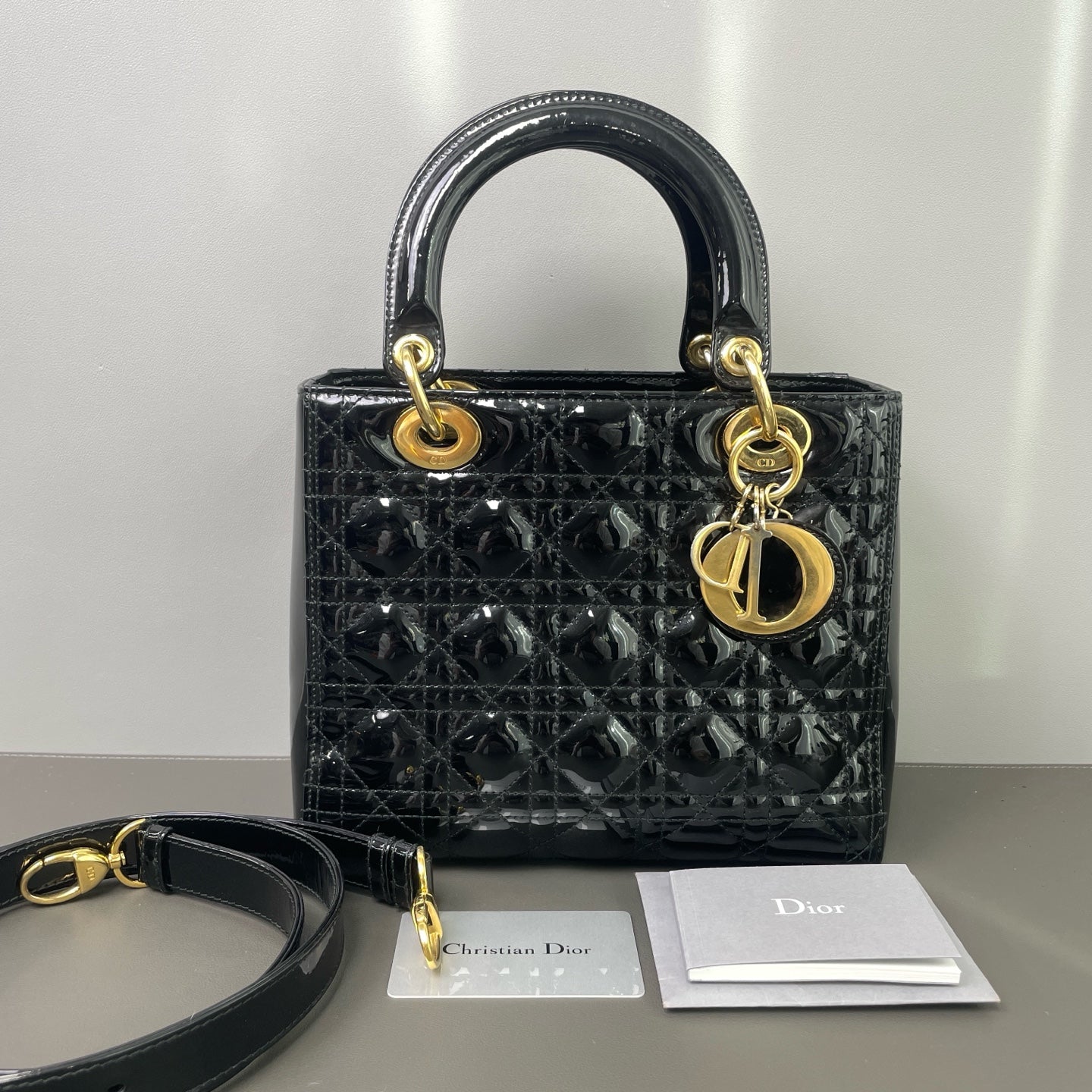 Dior - Lady Dior - Patent leather - Black - (medium)