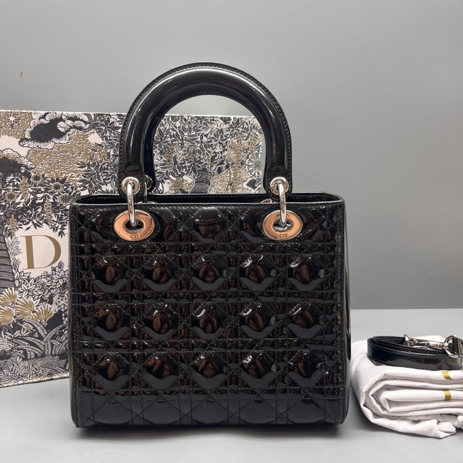 Dior - Lady Dior - Patent leather - Black - (Medium)