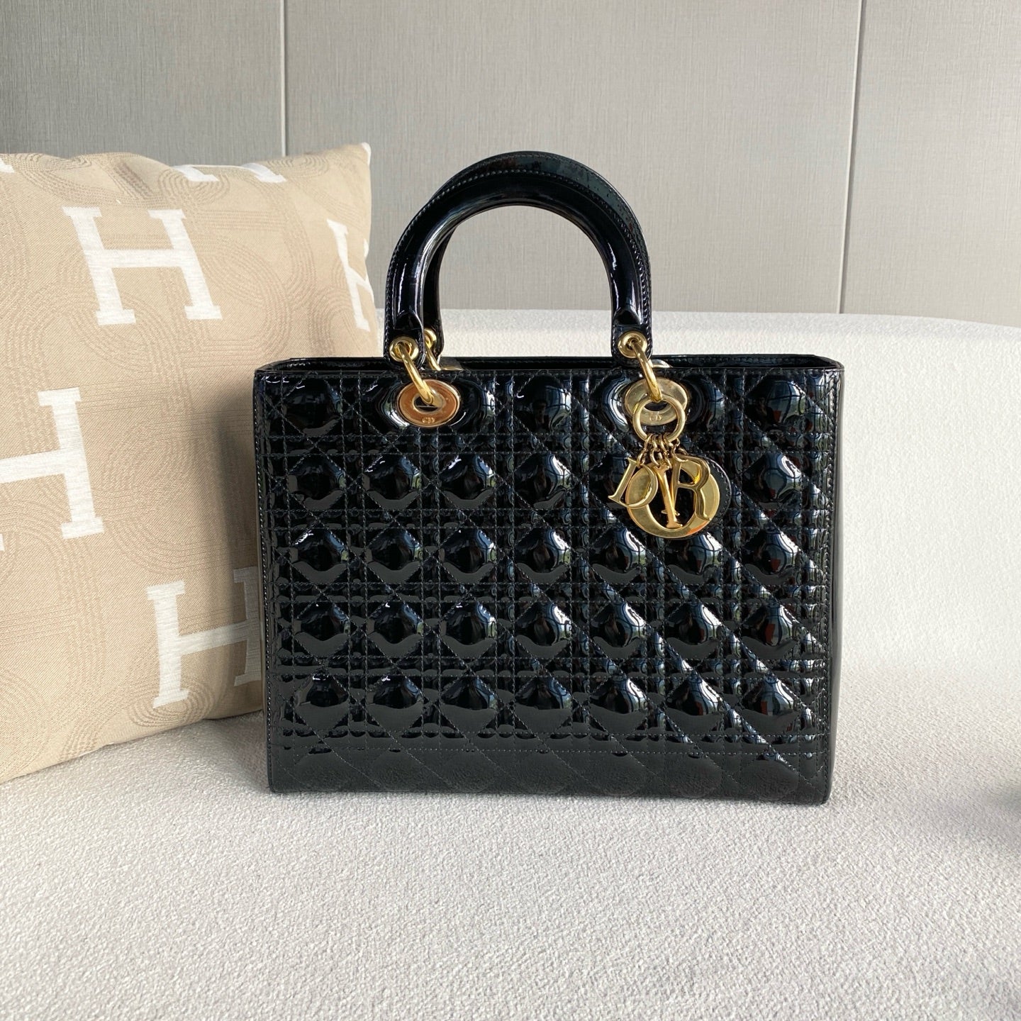 Dior - Lady Dior - Patent leather - Black - (medium)