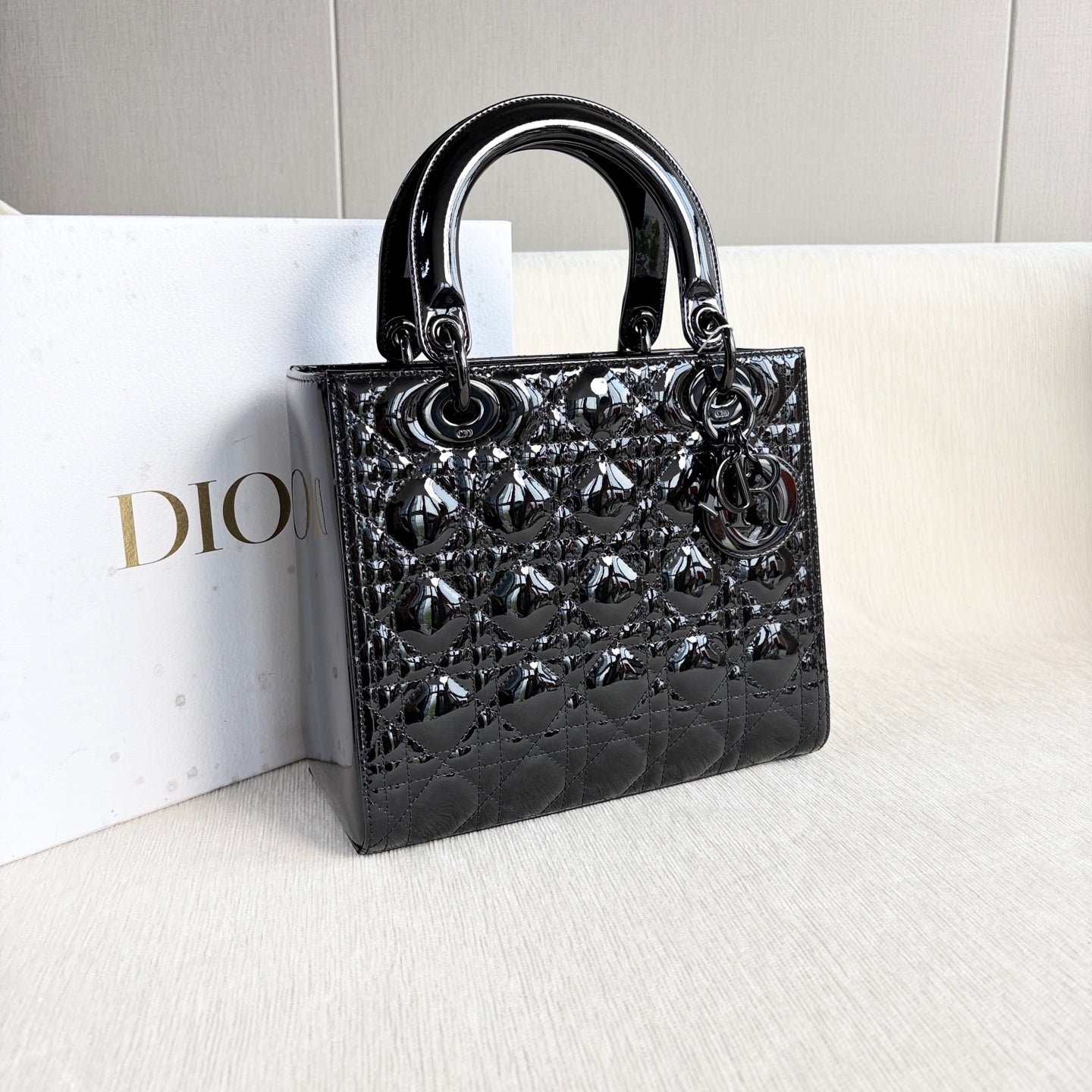 Dior - Lady Dior - Patent leather - Black - (medium)