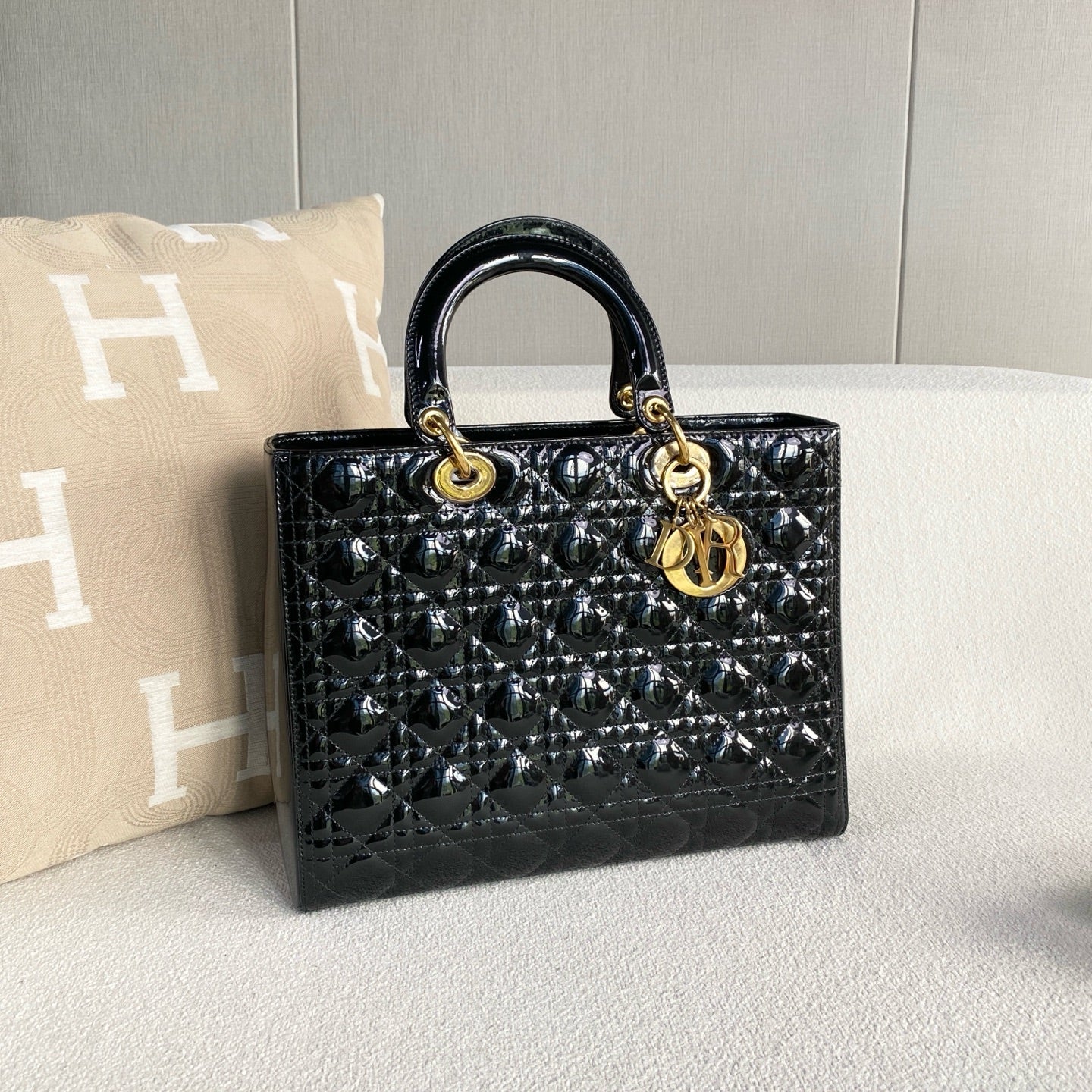 Dior - Lady Dior - Patent leather - Black - (medium)