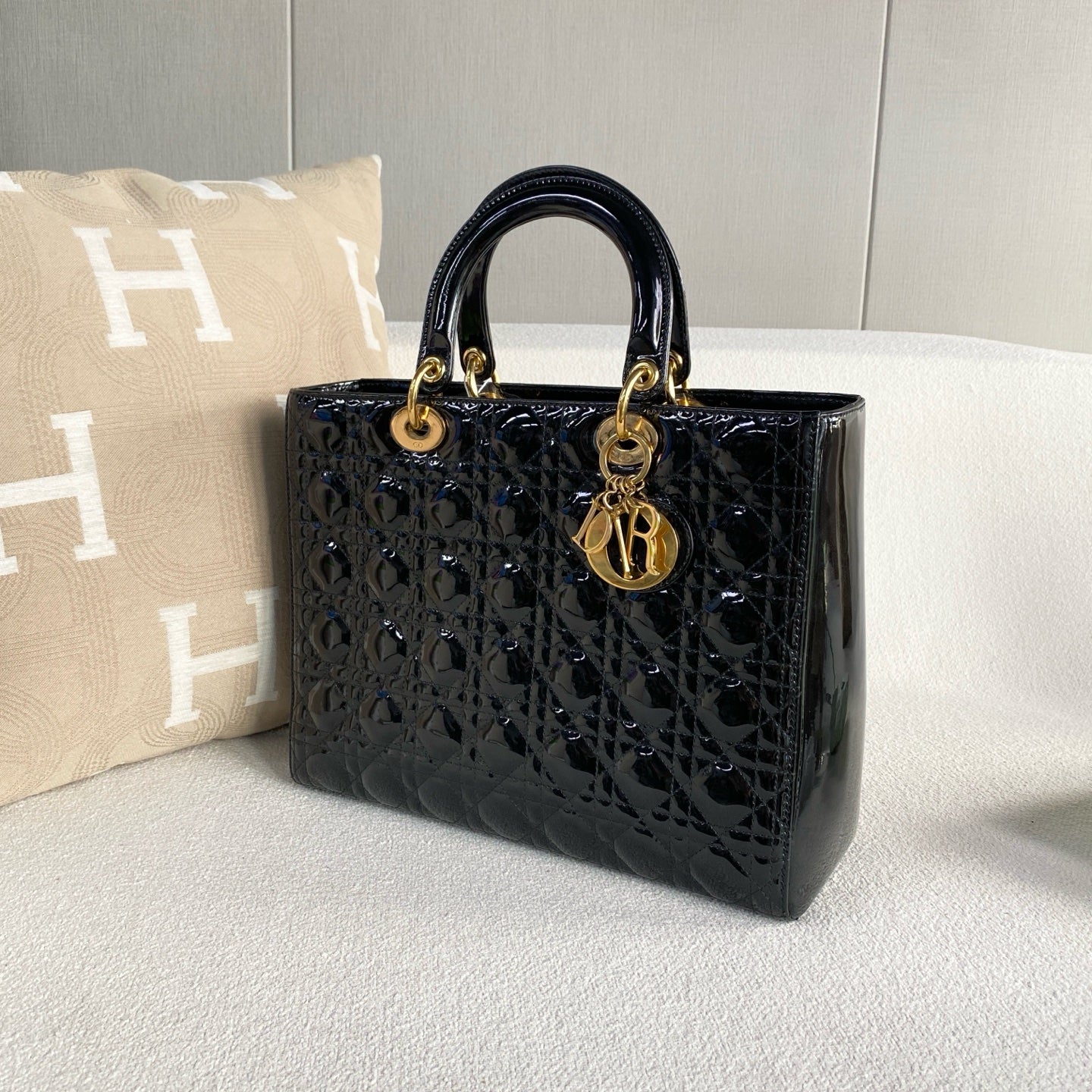 Dior - Lady Dior - Patent leather - Black - (medium)