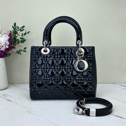 Dior - Lady Dior - Patent leather - Black - (small)