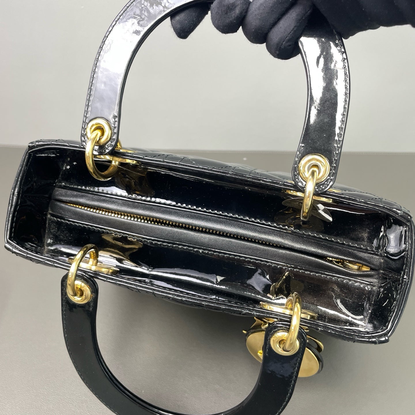 Dior - Lady Dior - Patent leather - Black - (small)
