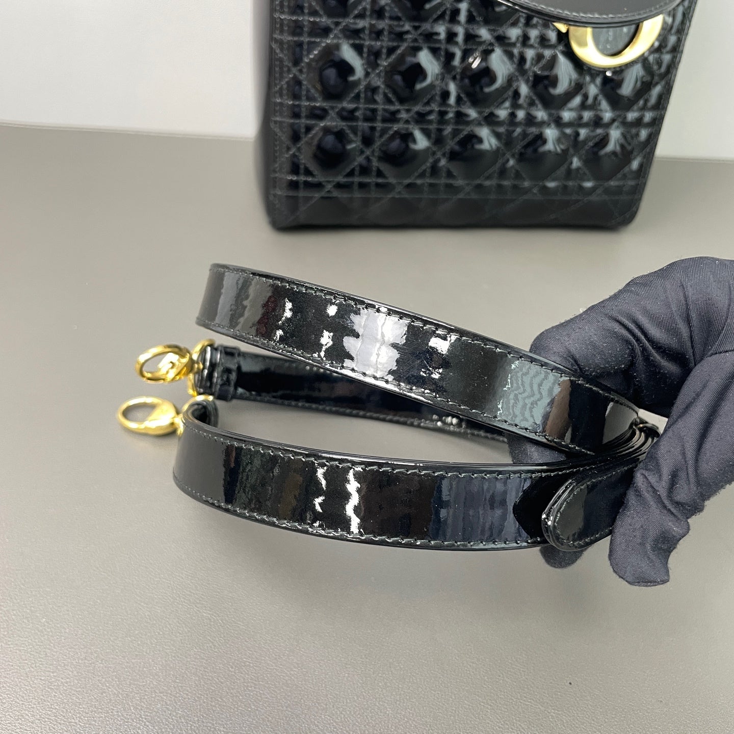 Dior - Lady Dior - Patent leather - Black - (small)