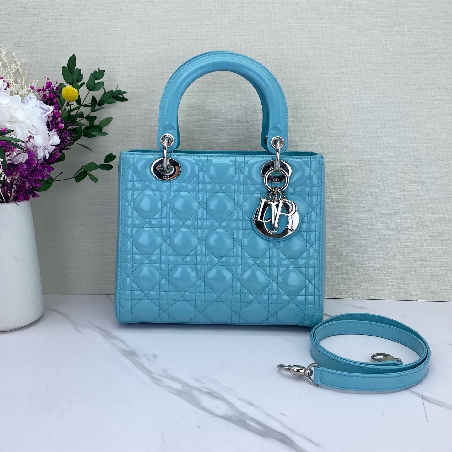 Dior - Lady Dior - Patent leather - Blue - (medium)