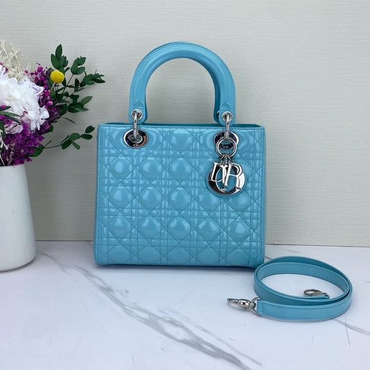 Dior - Lady Dior - Patent leather - Blue - (medium)
