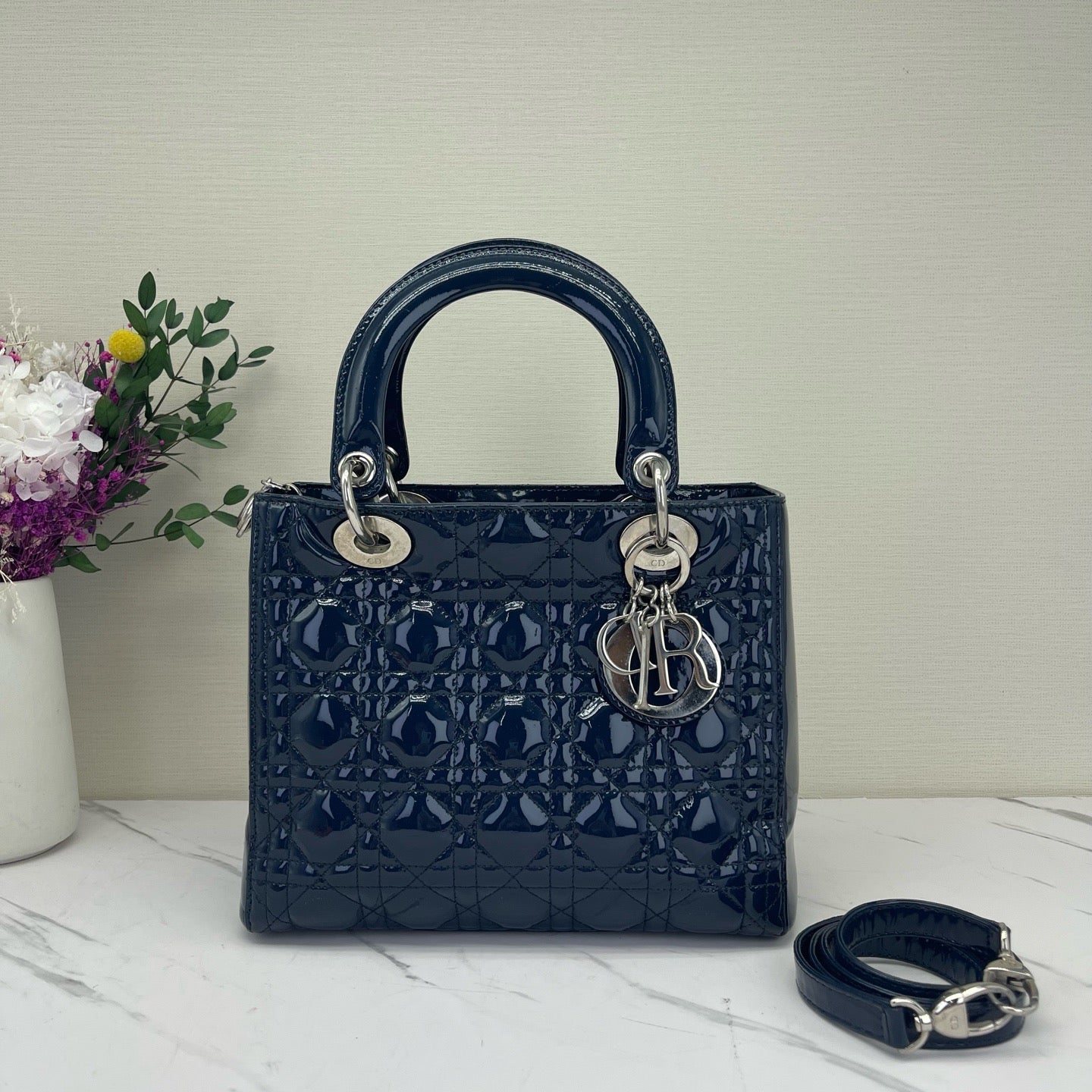 Dior - Lady Dior - Patent leather - Blue - (medium)