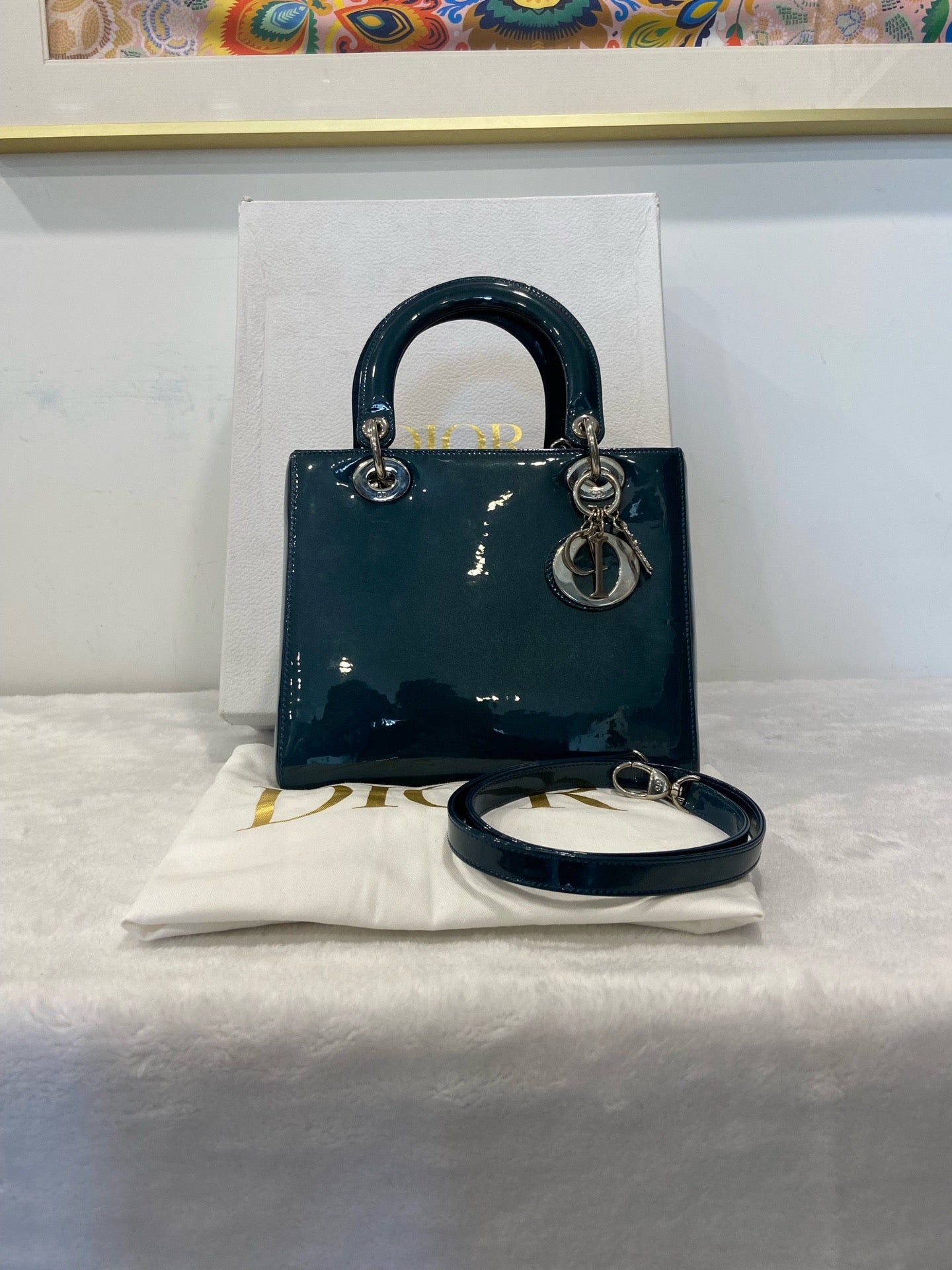 Dior - Lady Dior - Patent leather - Blue - (medium)