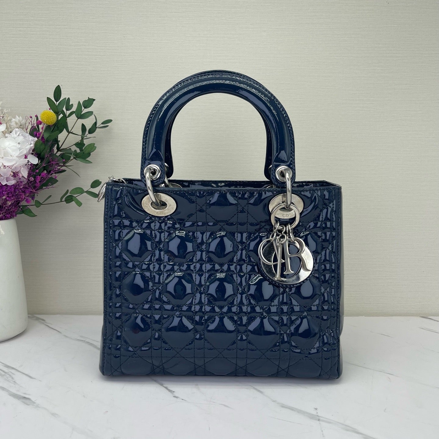 Dior - Lady Dior - Patent leather - Blue - (medium)
