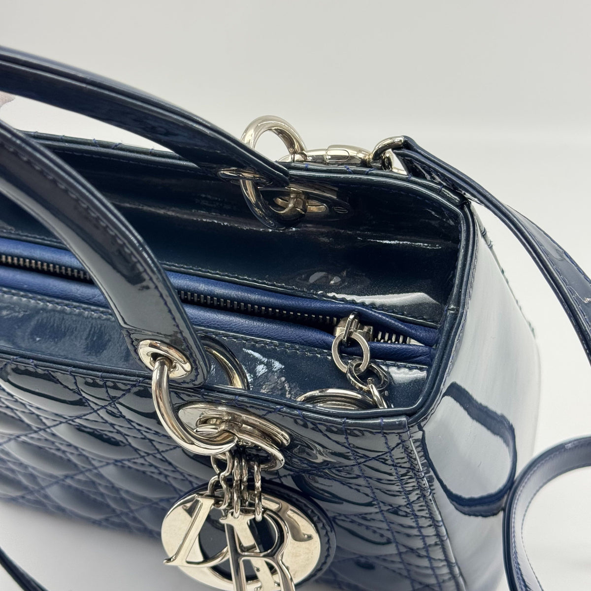 Dior - Lady Dior - Patent leather - Blue - (medium)