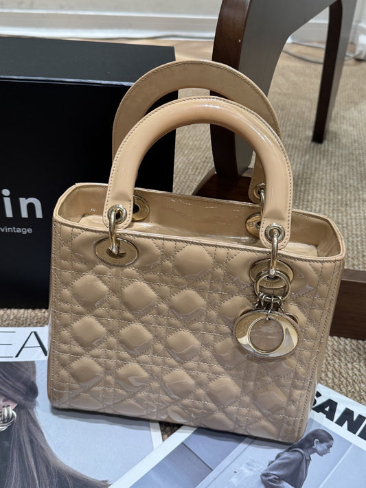 Dior - Lady Dior - Patent leather - Brown - (medium)