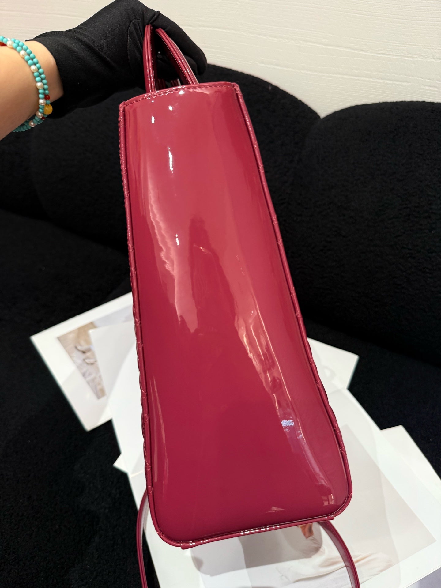 Dior - Lady Dior - Patent leather - Burgundy - (Large)