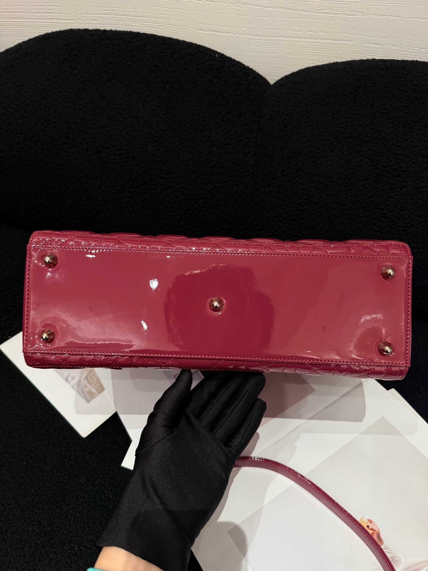 Dior - Lady Dior - Patent leather - Burgundy - (Large)