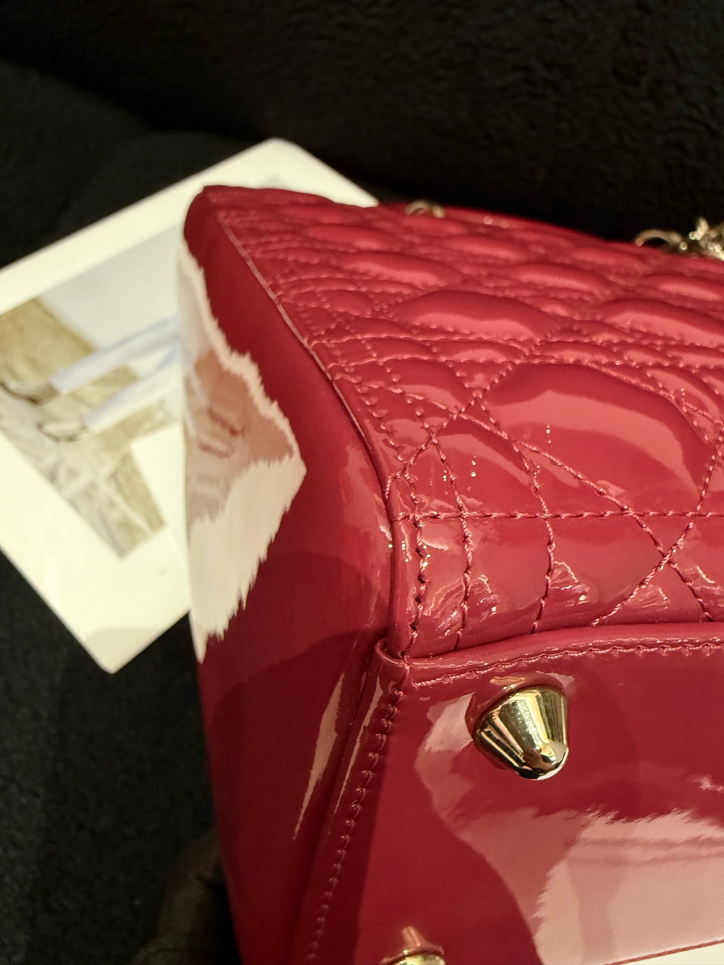 Dior - Lady Dior - Patent leather - Burgundy - (Large)