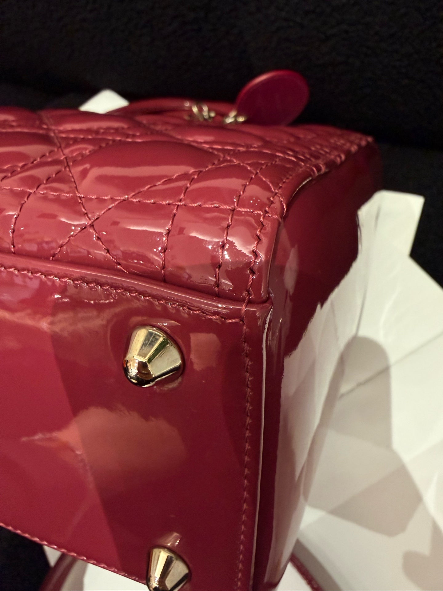 Dior - Lady Dior - Patent leather - Burgundy - (Large)