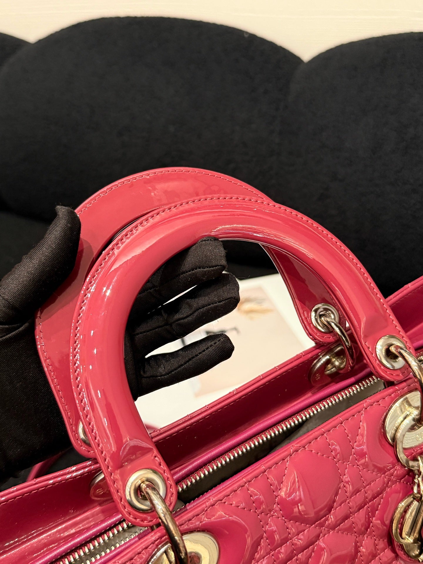 Dior - Lady Dior - Patent leather - Burgundy - (Large)