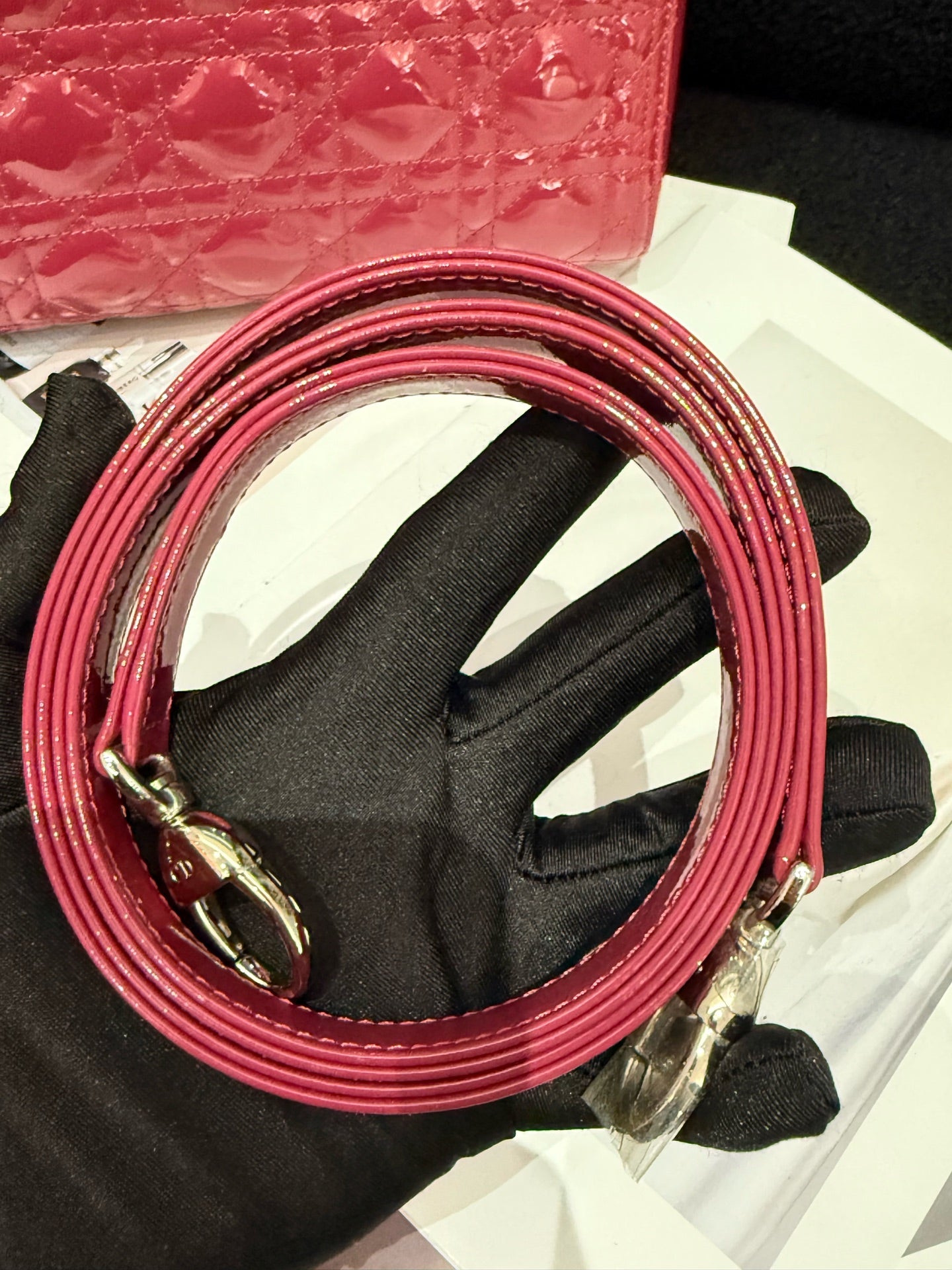 Dior - Lady Dior - Patent leather - Burgundy - (Large)