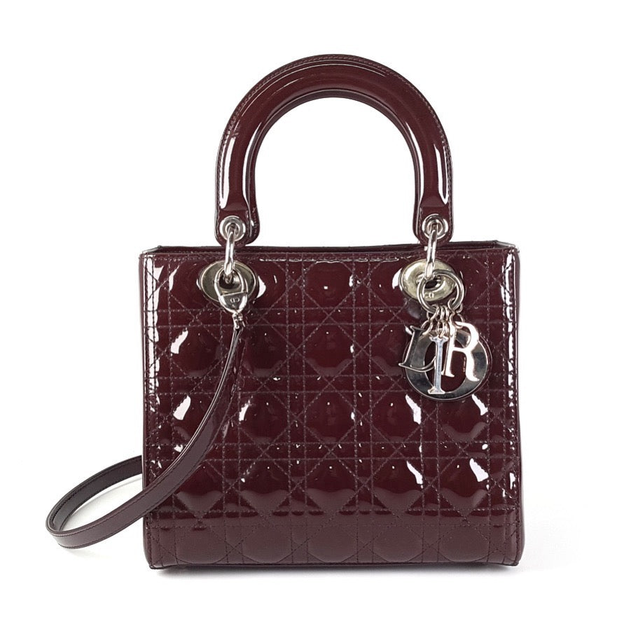 Dior - Lady Dior - Patent leather - Burgundy - (medium)