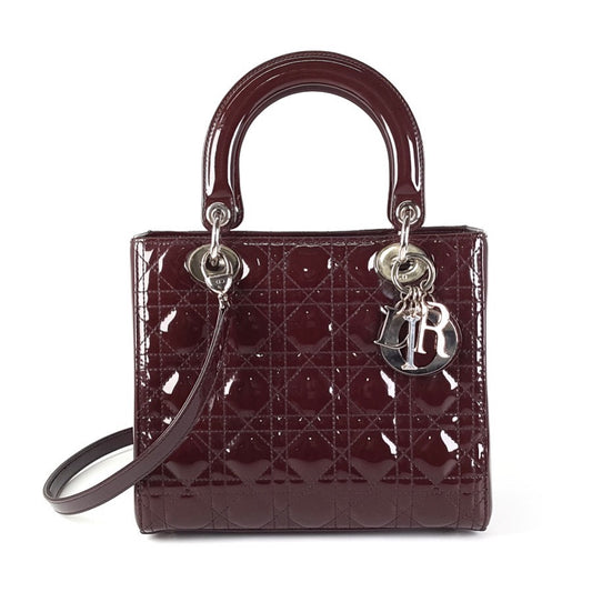 Dior - Lady Dior - Patent leather - Burgundy - (medium)