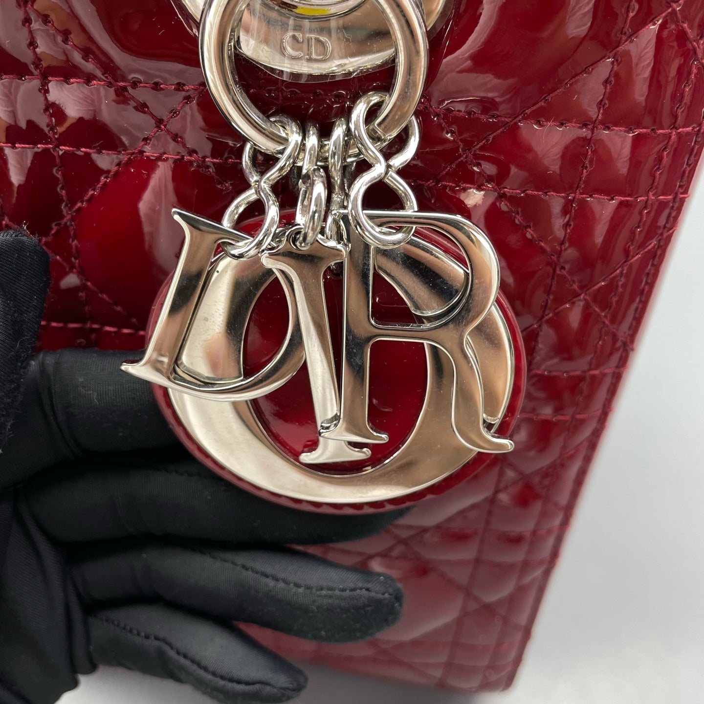 Dior - Lady Dior - Patent leather - Burgundy - (medium)