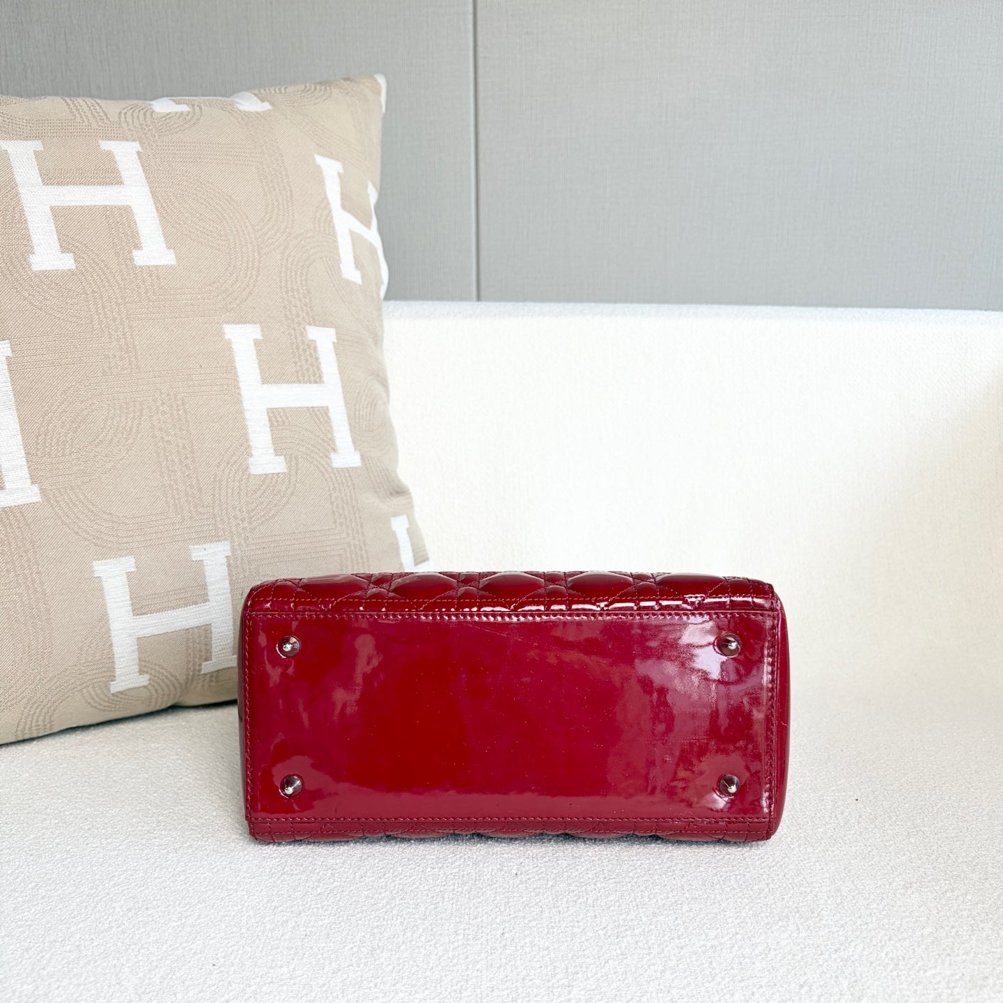 Dior - Lady Dior - Patent leather - Burgundy - (medium)
