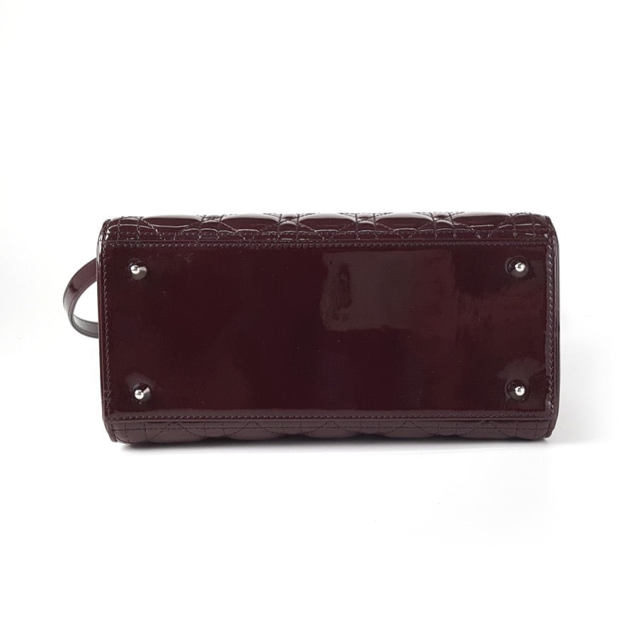 Dior - Lady Dior - Patent leather - Burgundy - (medium)