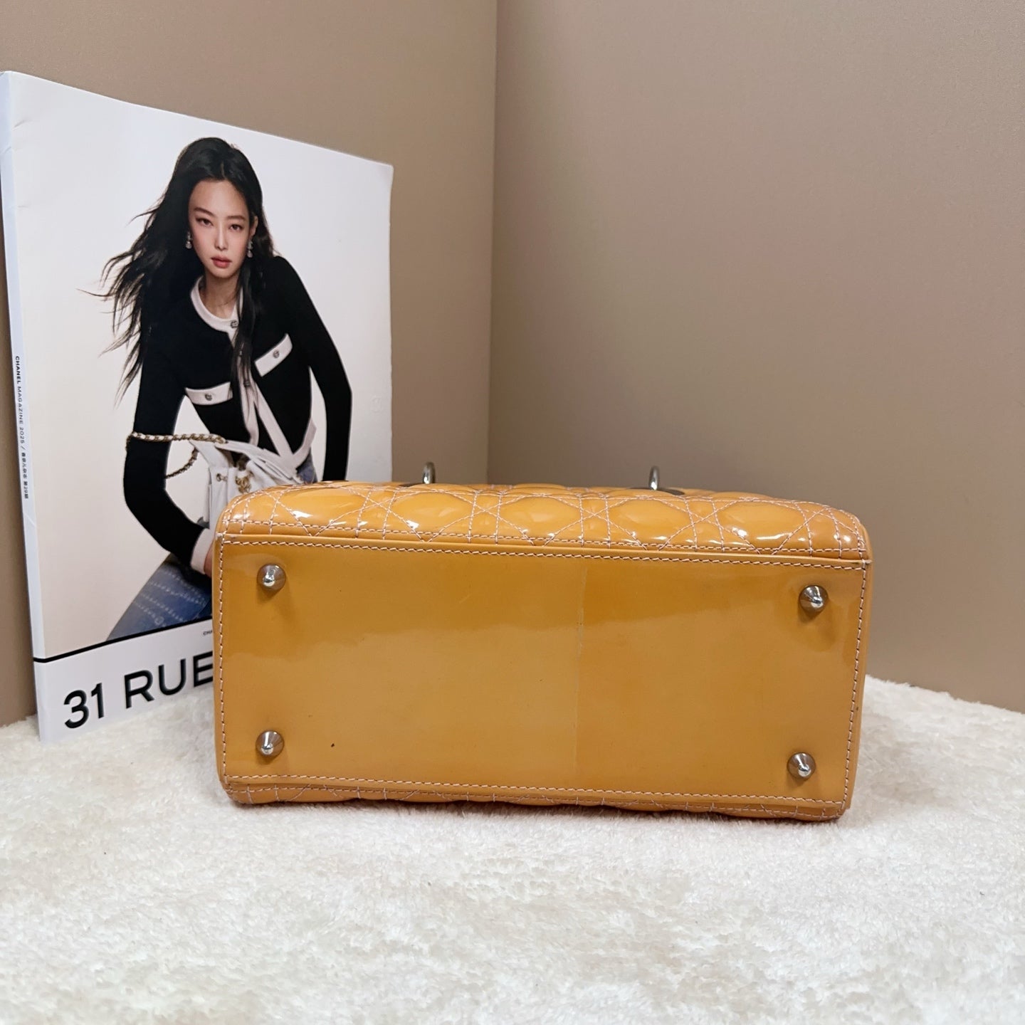 Dior - Lady Dior - Patent leather - Camel - (Medium)