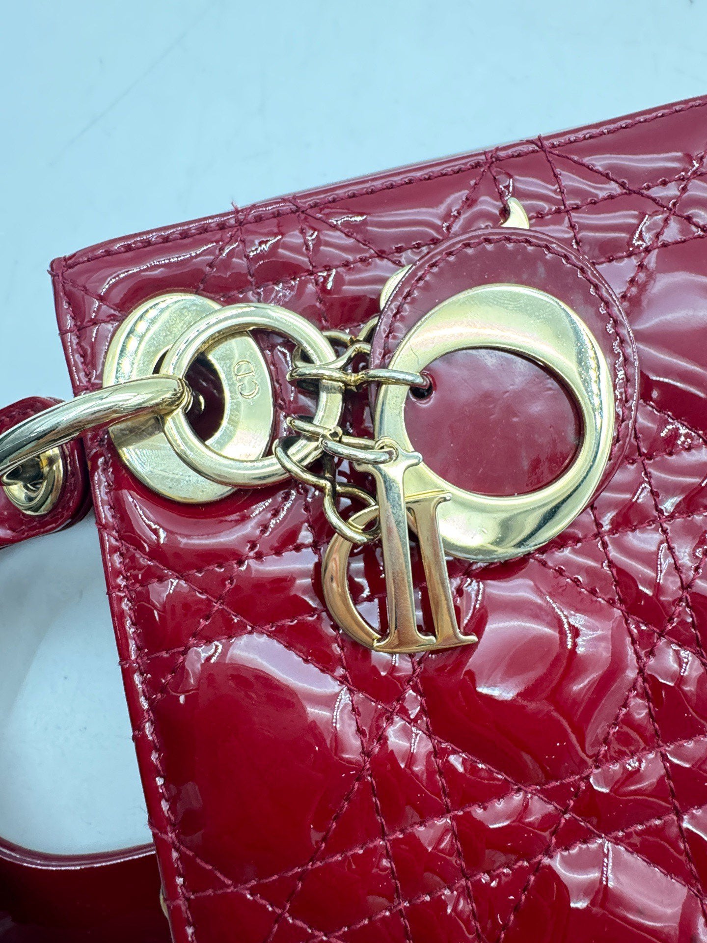 Dior - Lady Dior - Patent leather - Cherry Red with Gold-Tone Hardware - (mini)