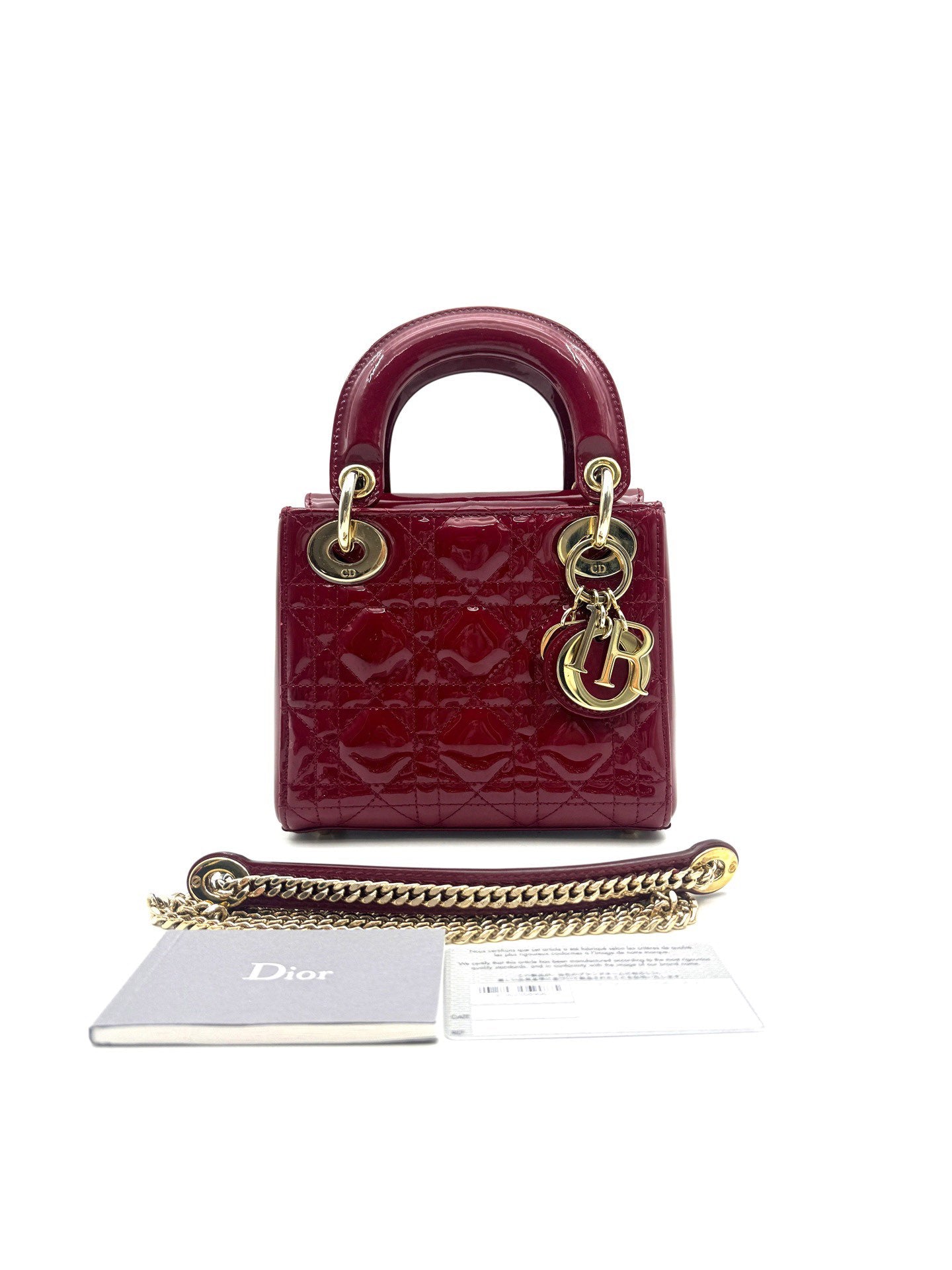 Dior - Lady Dior - Patent leather - Cherry Red with Gold-Tone Hardware - (mini)