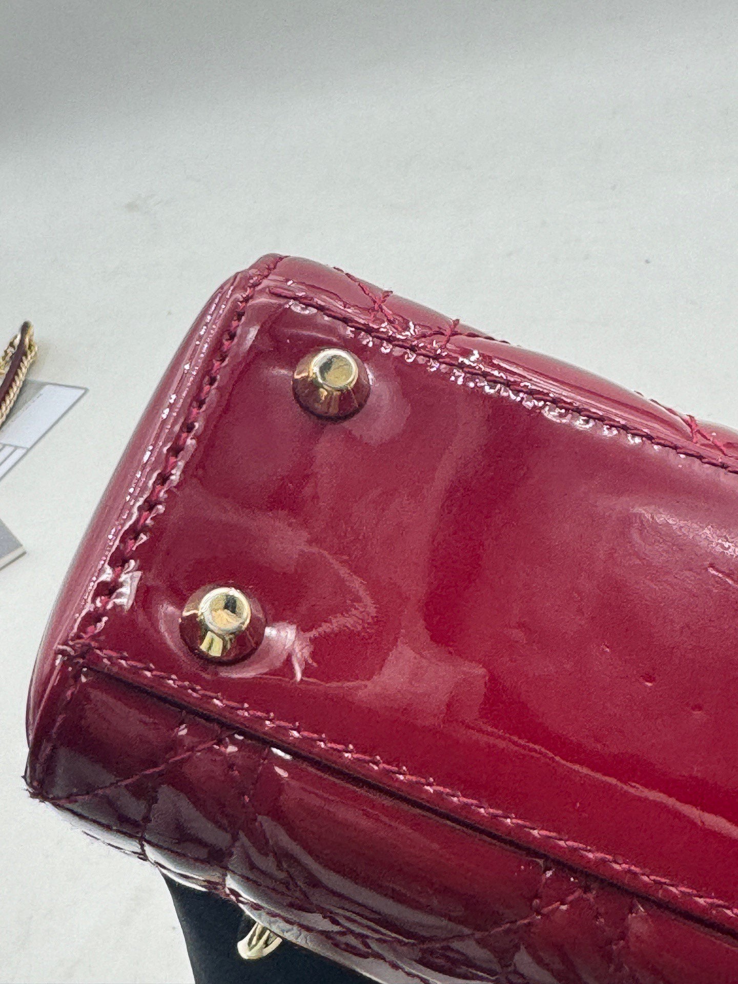 Dior - Lady Dior - Patent leather - Cherry Red with Gold-Tone Hardware - (mini)