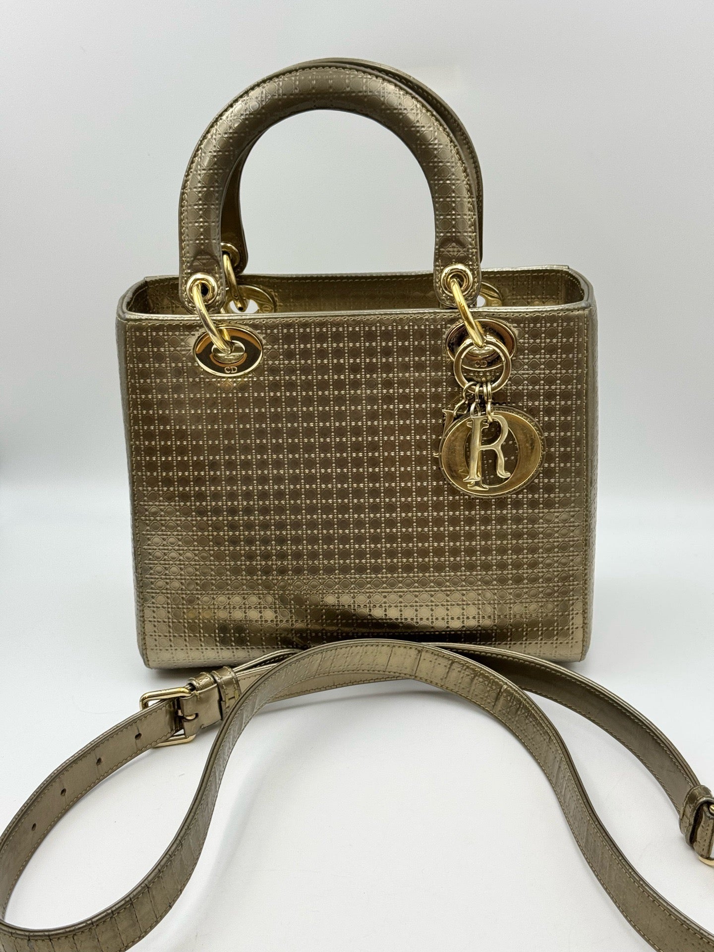 Dior - Lady Dior - Patent leather - Gold - (Medium)
