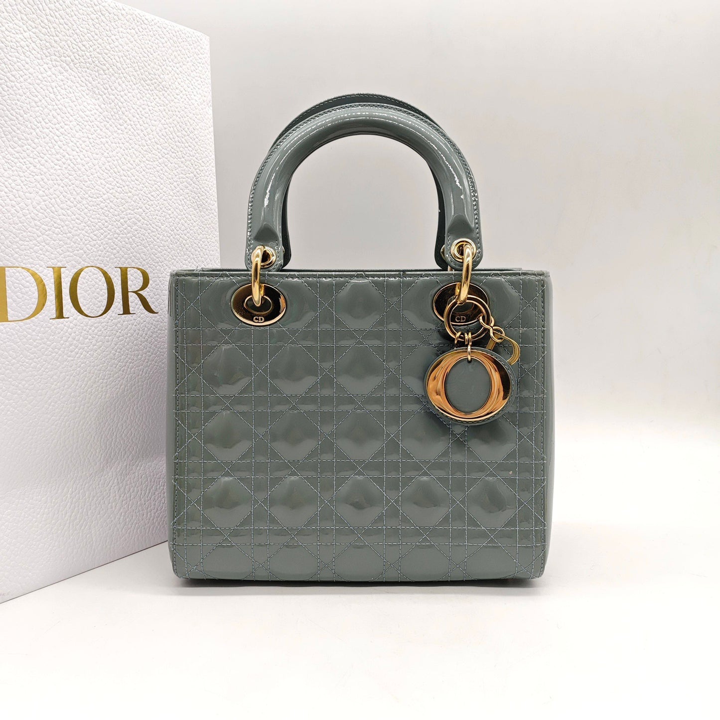 Dior - Lady Dior - Patent leather - Grey - (medium)