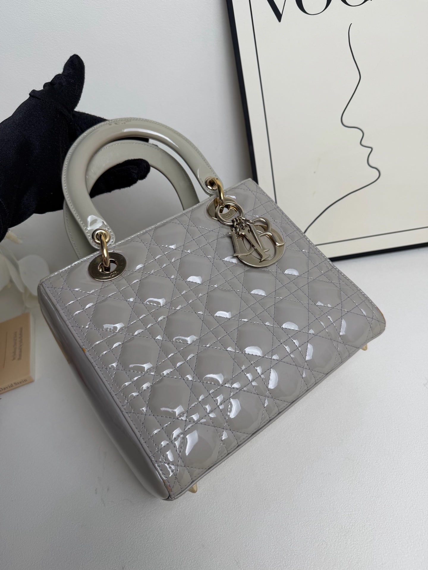 Dior - Lady Dior - Patent leather - Grey - (midi)