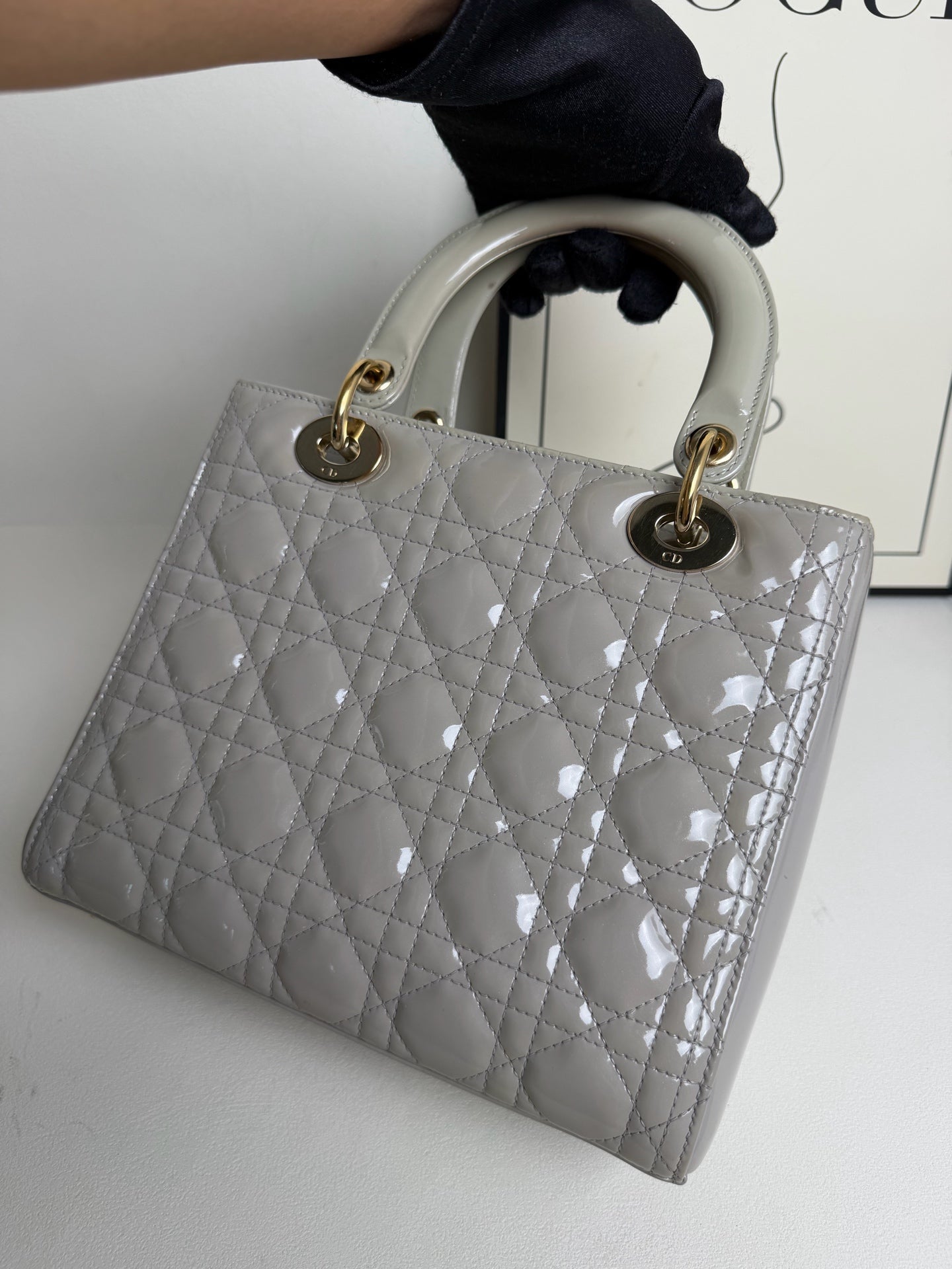 Dior - Lady Dior - Patent leather - Grey - (midi)
