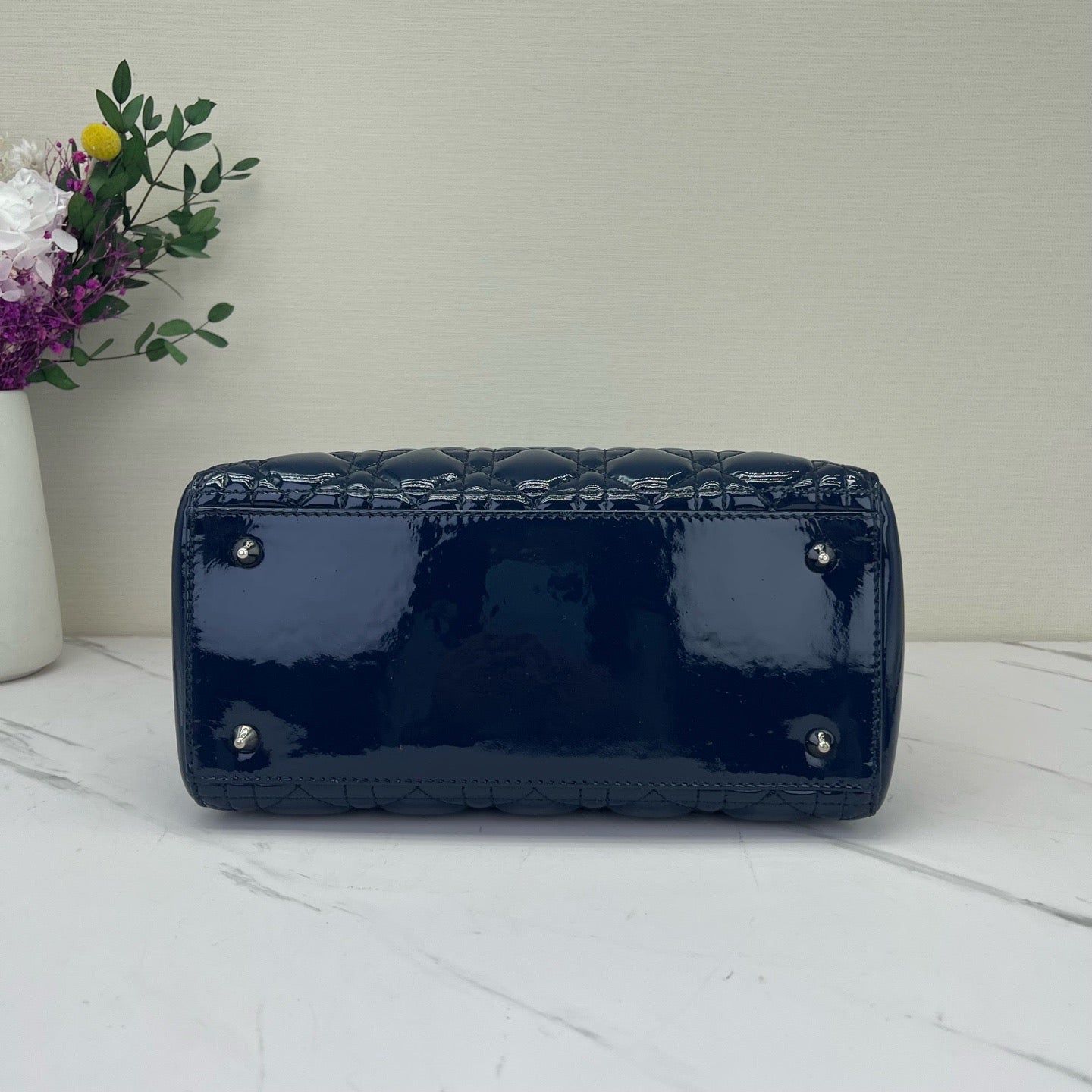 Dior - Lady Dior - Patent leather - Navy - (medium)