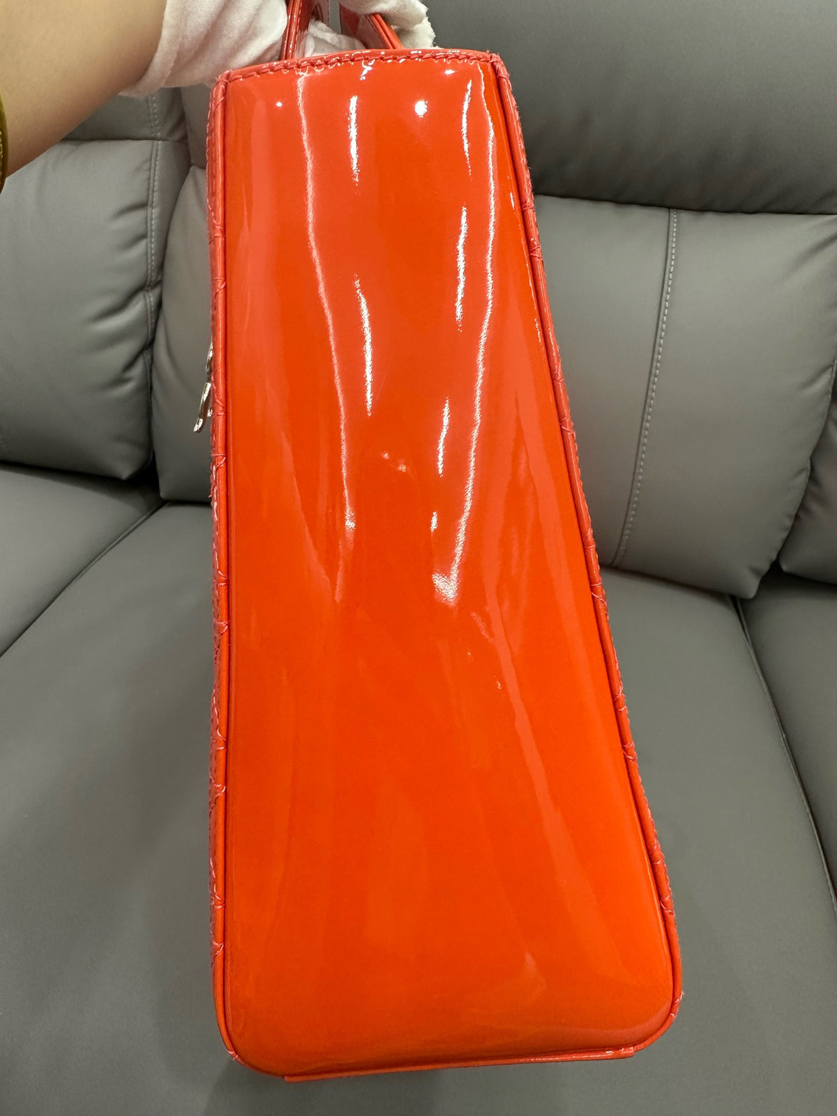 Dior - Lady Dior - Patent leather - Orange - (large)