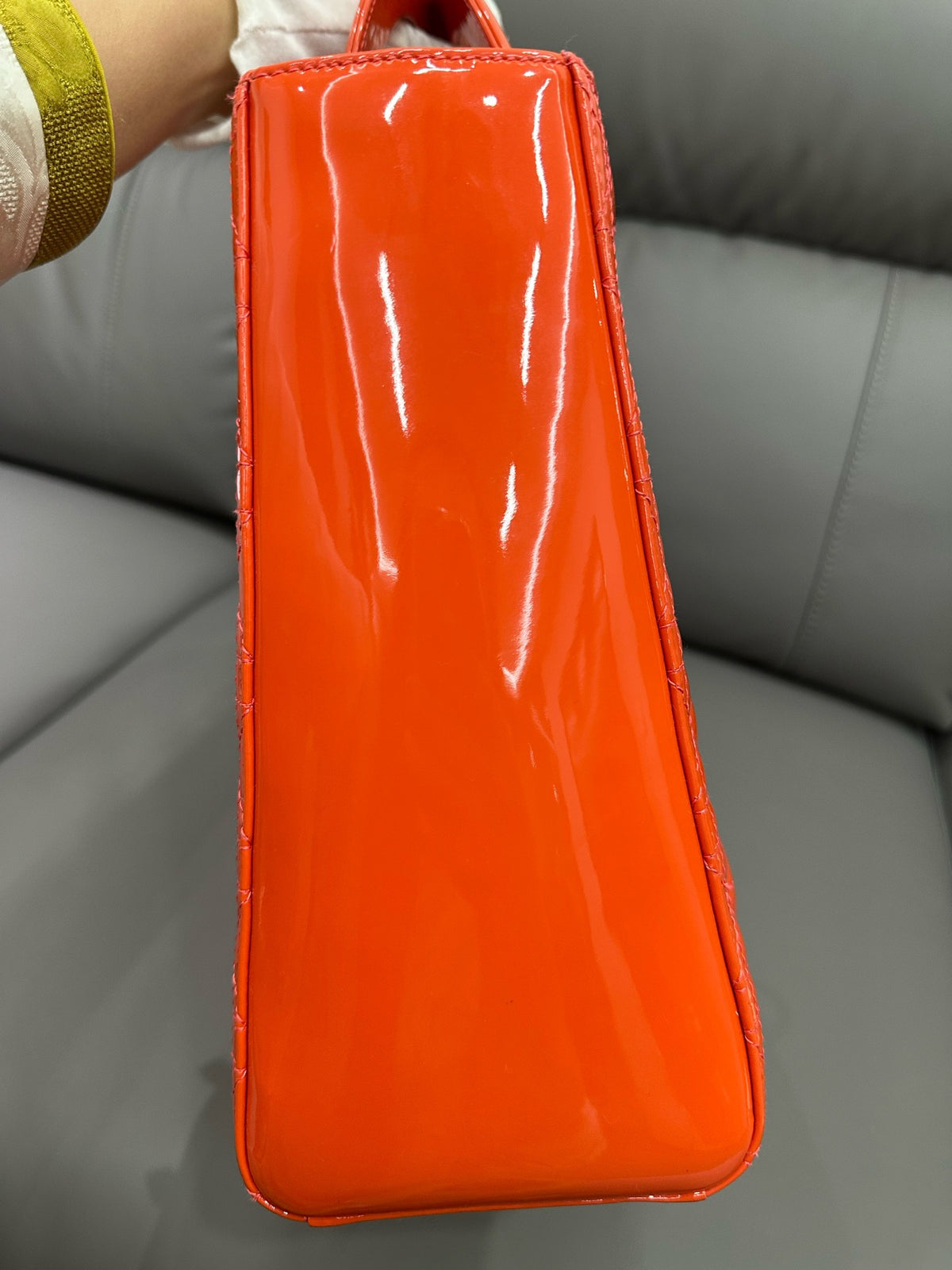 Dior - Lady Dior - Patent leather - Orange - (large)
