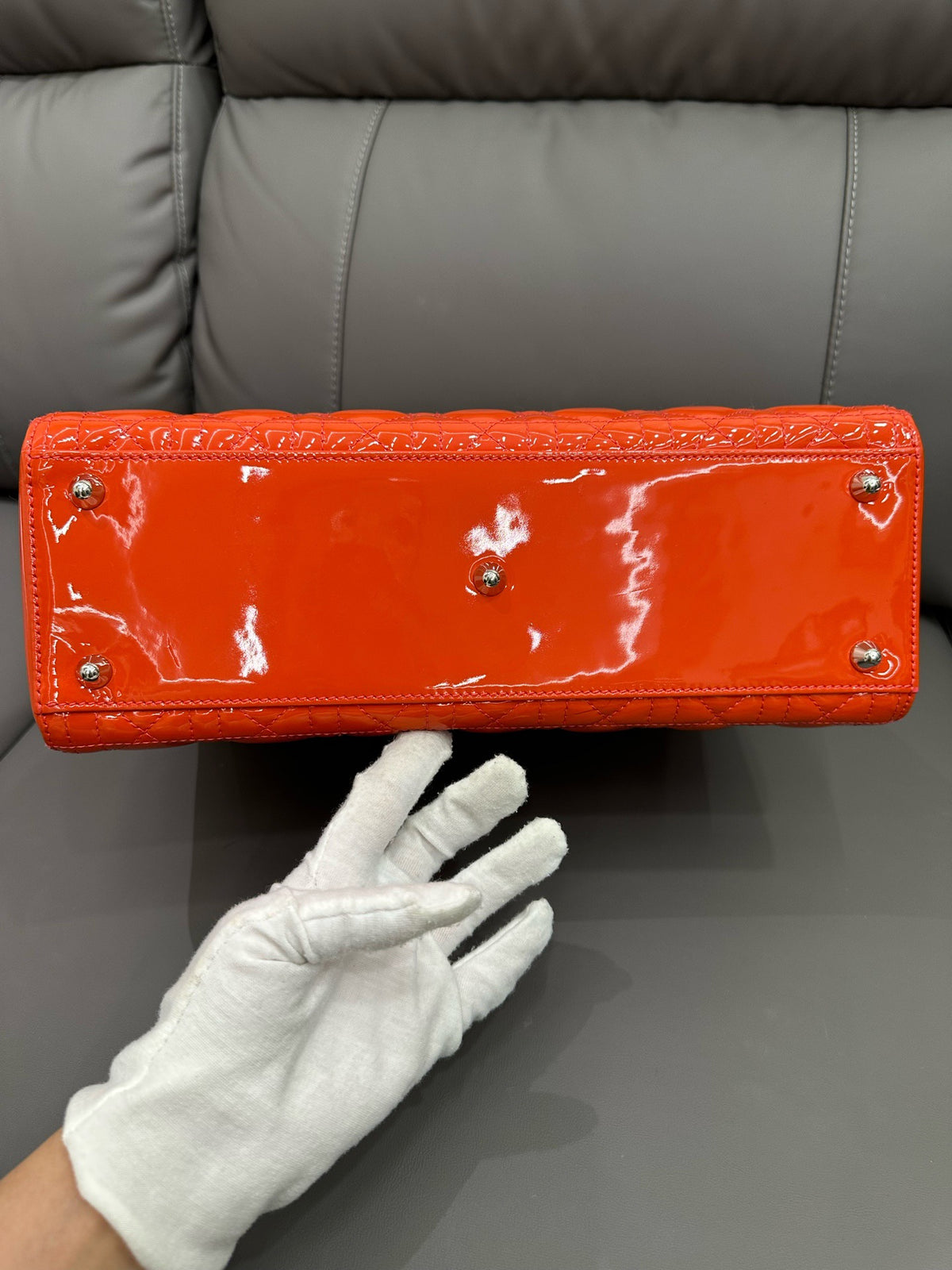 Dior - Lady Dior - Patent leather - Orange - (large)