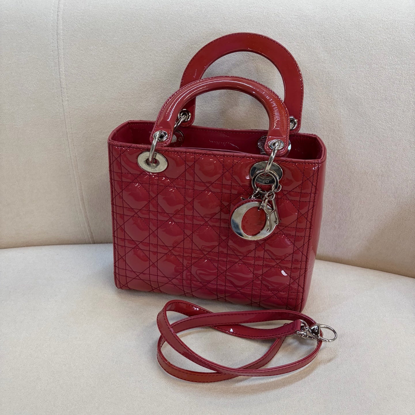 Dior - Lady Dior - Patent leather - Pink - (medium)