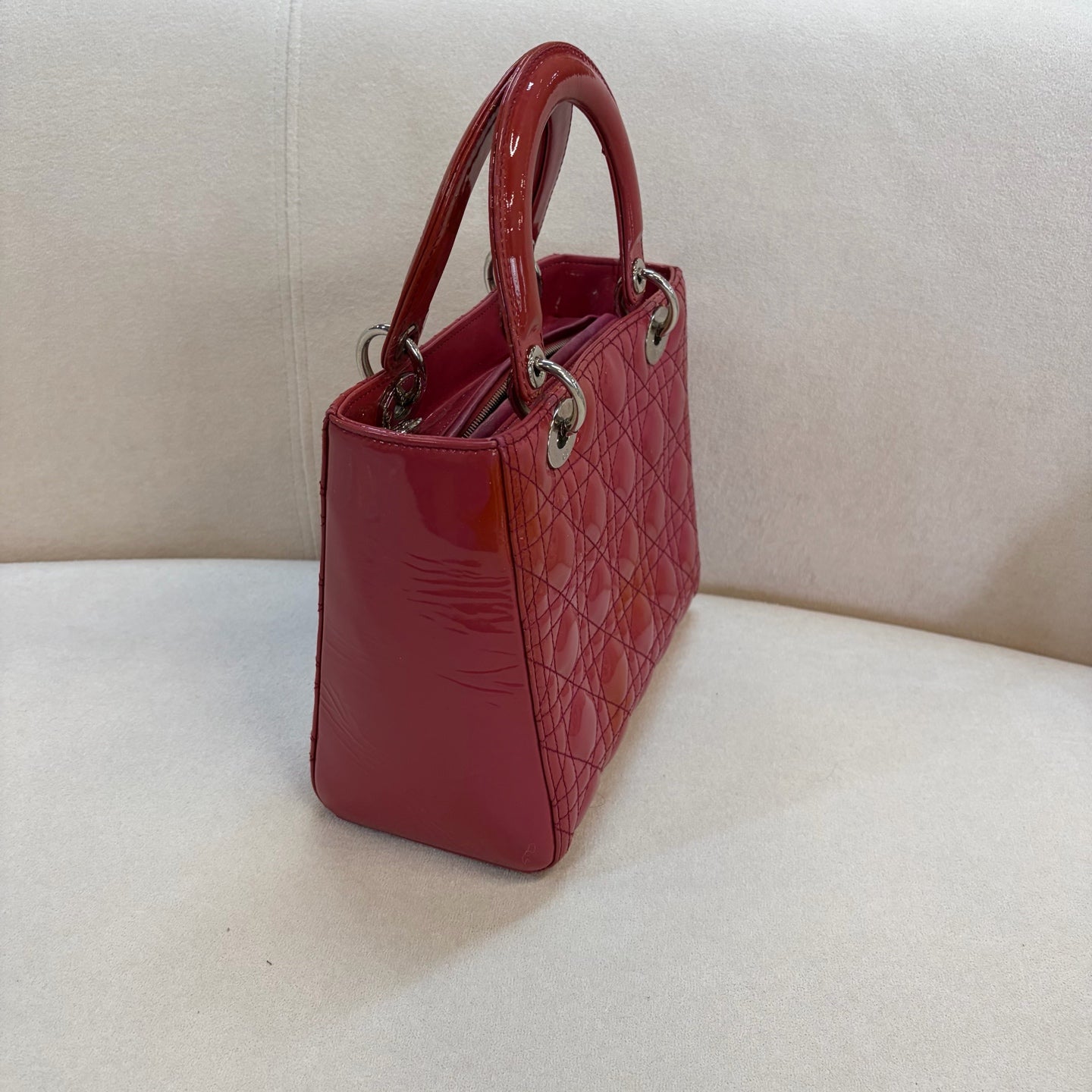 Dior - Lady Dior - Patent leather - Pink - (medium)