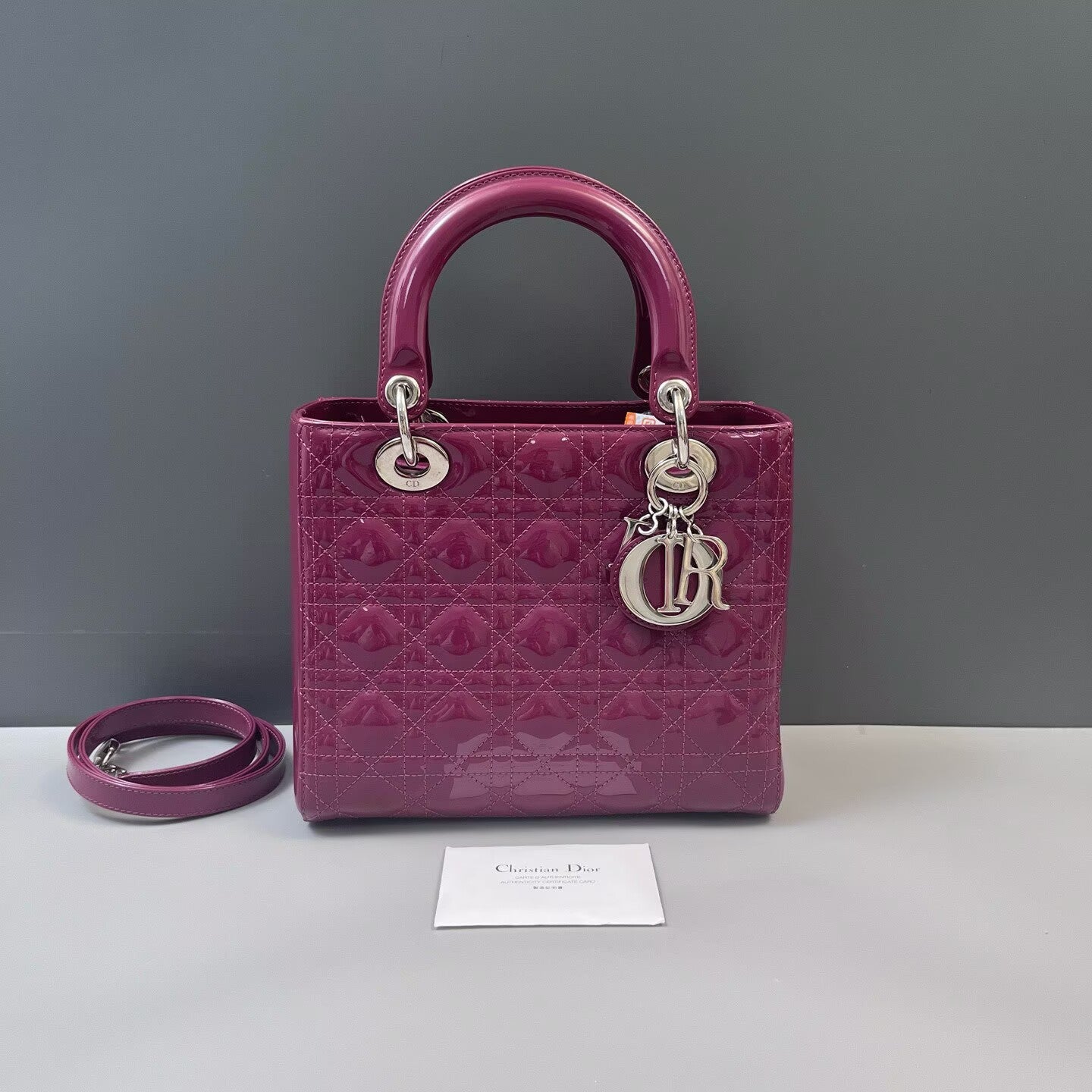 Dior - Lady Dior - Patent leather - Pink - (medium)