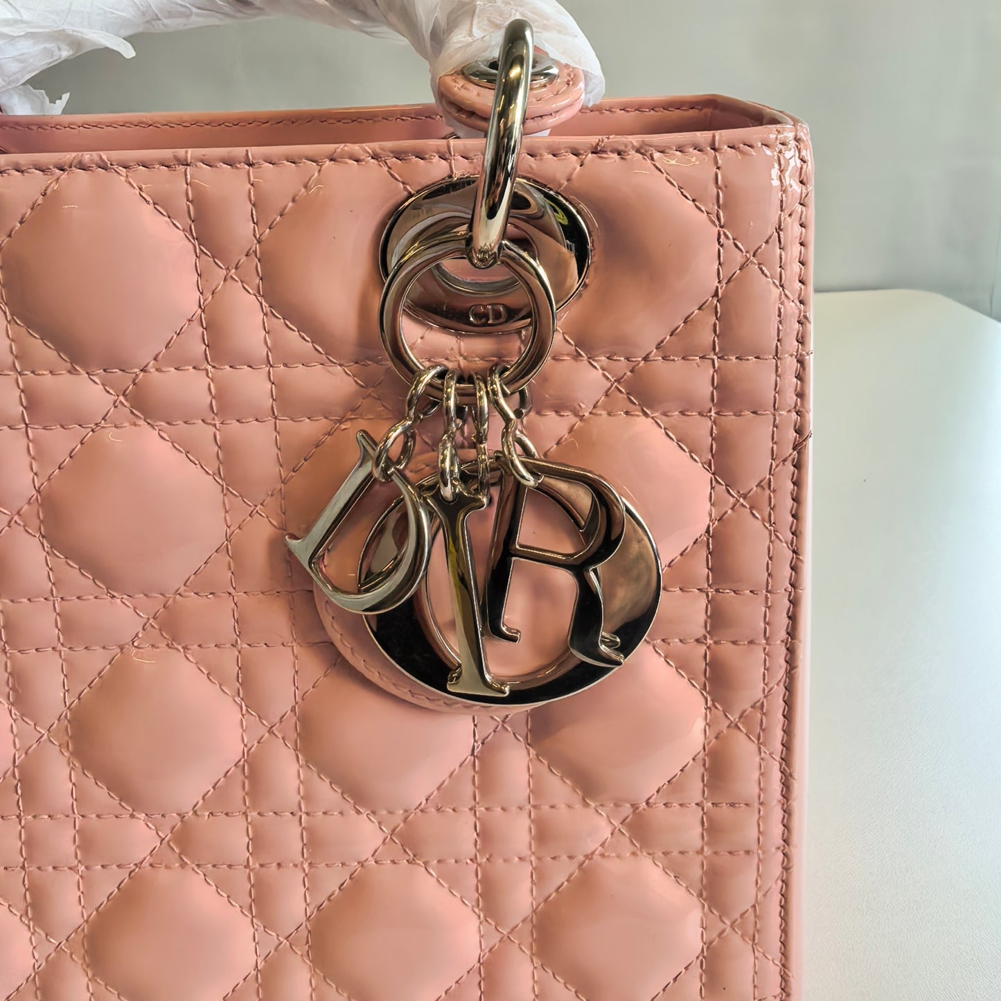 Dior - Lady Dior - Patent leather - Pink - (medium)