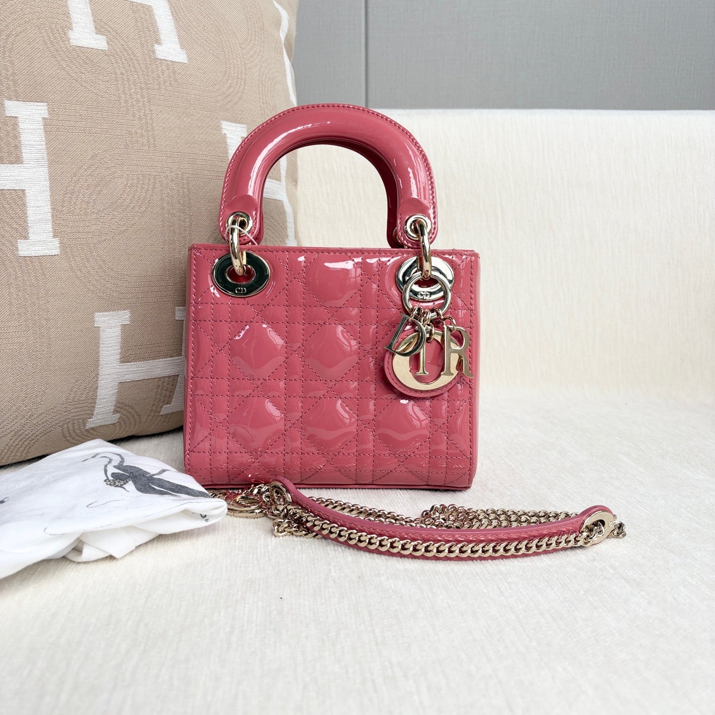 Dior - Lady Dior - Patent leather - Pink - (mini)