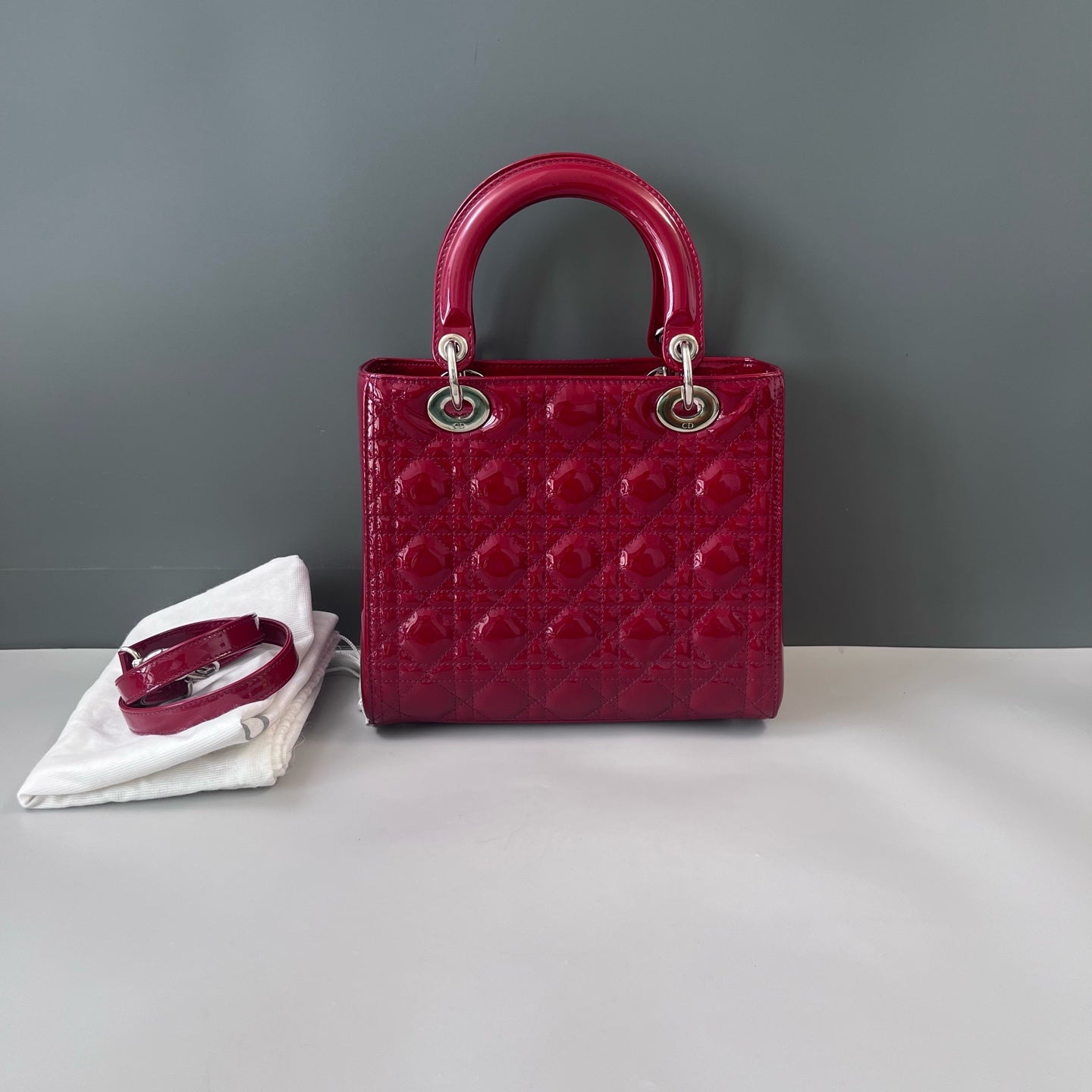 Dior - Lady Dior - Patent leather - Red - (Medium)