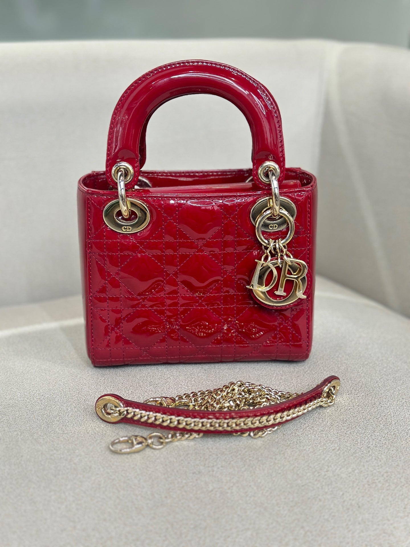 Dior - Lady Dior - Patent leather - Red - (mini)