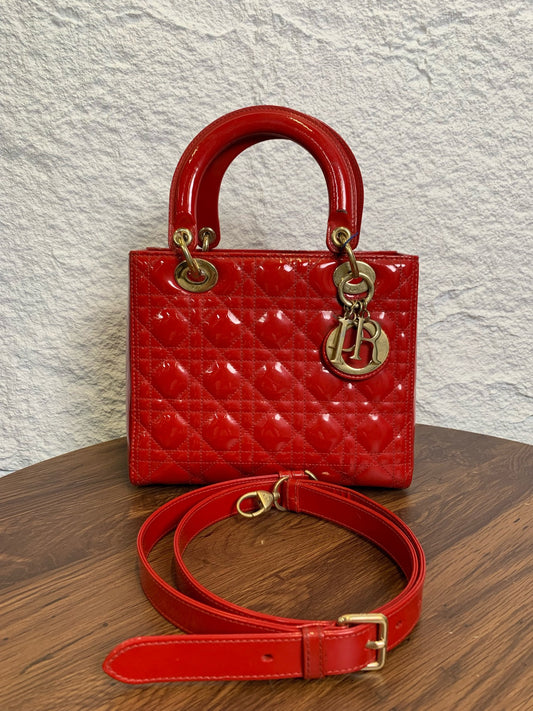 Dior - Lady Dior - Patent leather - Red - (small)